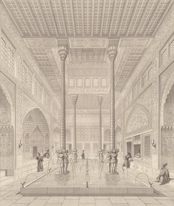 Innenansicht des Tchar-Bach-Palastes, Isfahan, aus Moderne Denkmäler Persiens, graviert von Claude Sauvageot (1832-85) und Jean Charles Huguet, 1856